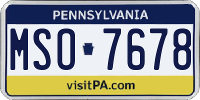 PA license plate MSO7678