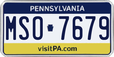 PA license plate MSO7679