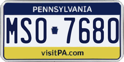 PA license plate MSO7680
