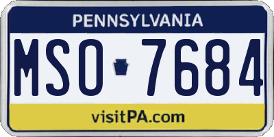 PA license plate MSO7684