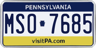 PA license plate MSO7685