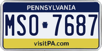 PA license plate MSO7687