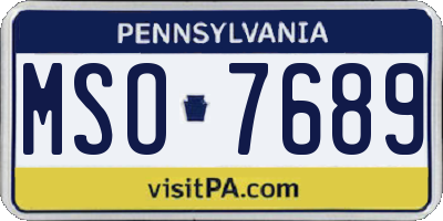 PA license plate MSO7689