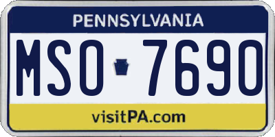 PA license plate MSO7690