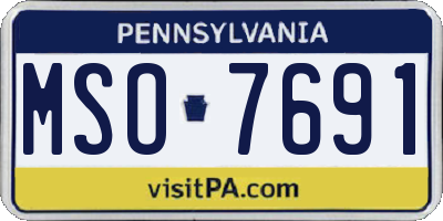 PA license plate MSO7691