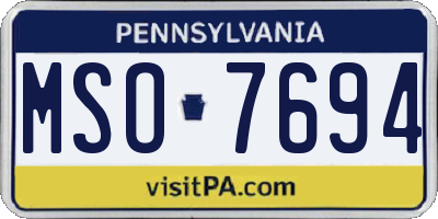 PA license plate MSO7694
