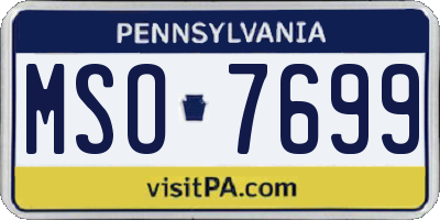 PA license plate MSO7699