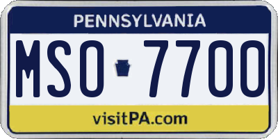 PA license plate MSO7700