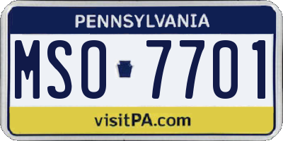 PA license plate MSO7701