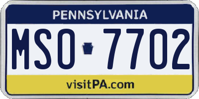 PA license plate MSO7702