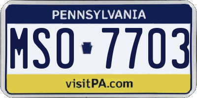 PA license plate MSO7703