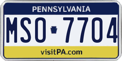 PA license plate MSO7704