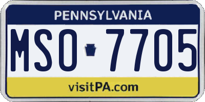 PA license plate MSO7705
