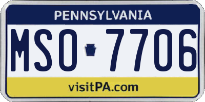 PA license plate MSO7706