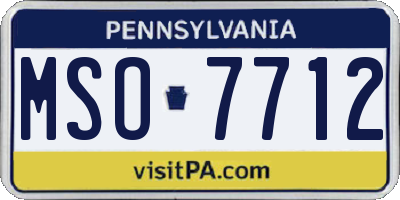 PA license plate MSO7712
