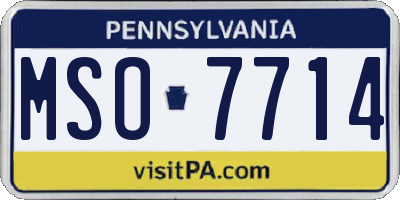 PA license plate MSO7714