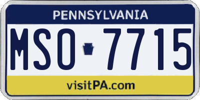 PA license plate MSO7715