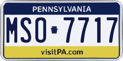 PA license plate MSO7717