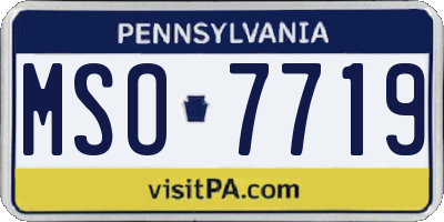 PA license plate MSO7719