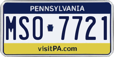 PA license plate MSO7721