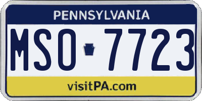PA license plate MSO7723