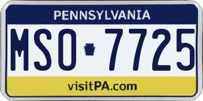 PA license plate MSO7725