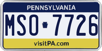 PA license plate MSO7726