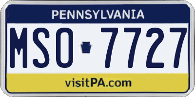 PA license plate MSO7727