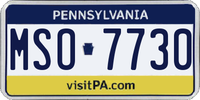 PA license plate MSO7730
