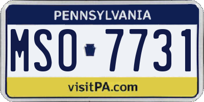 PA license plate MSO7731