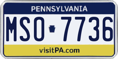 PA license plate MSO7736