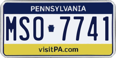 PA license plate MSO7741