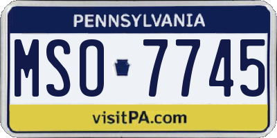 PA license plate MSO7745