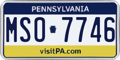 PA license plate MSO7746