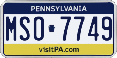 PA license plate MSO7749