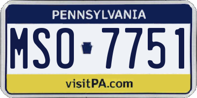 PA license plate MSO7751
