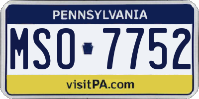 PA license plate MSO7752