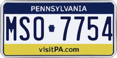PA license plate MSO7754