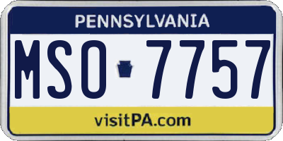 PA license plate MSO7757