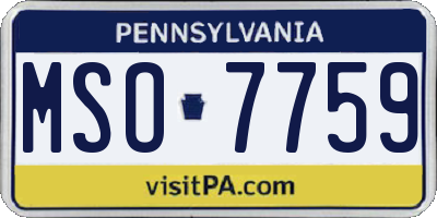 PA license plate MSO7759