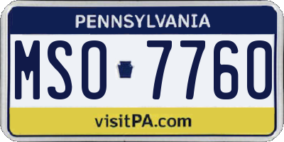 PA license plate MSO7760