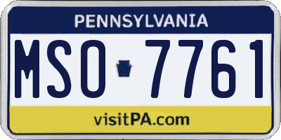 PA license plate MSO7761
