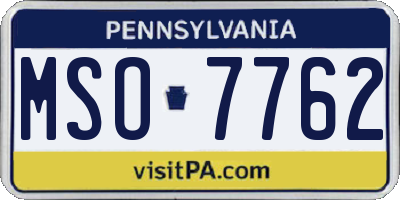 PA license plate MSO7762