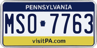 PA license plate MSO7763