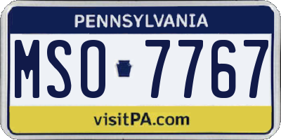PA license plate MSO7767