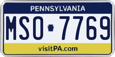 PA license plate MSO7769