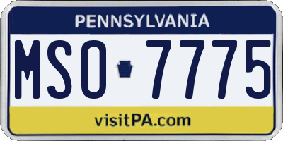 PA license plate MSO7775