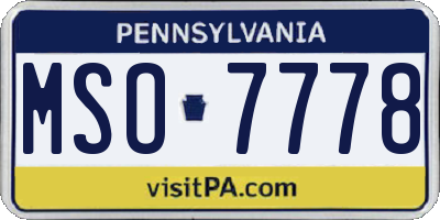 PA license plate MSO7778
