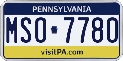 PA license plate MSO7780