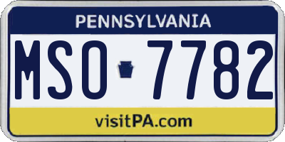 PA license plate MSO7782
